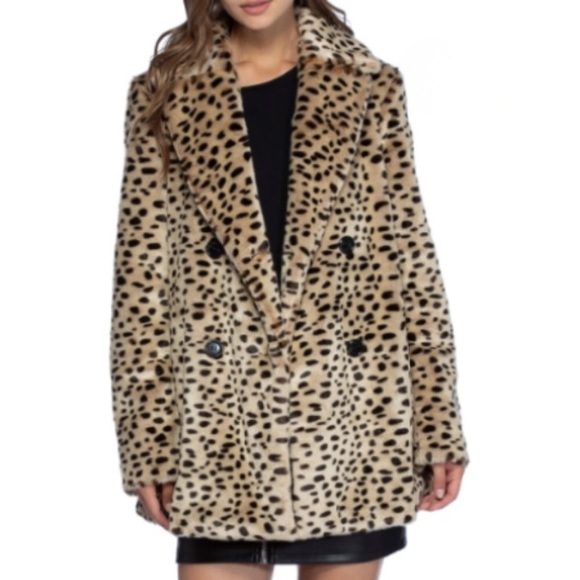 AVEC LES FILLES Faux Fur Leopard Cheetah Coat NWT - Picture 2 of 8